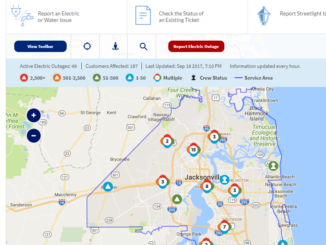 JEA live update map showing outages and alerts