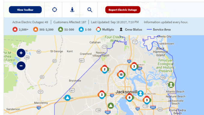 jea-outages-irma JEA live update map showing outages and alerts